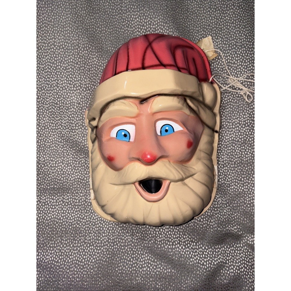 Vintage Blow Mold Christmas Santa Head Face Porch Post Mask Cover Wall Decor